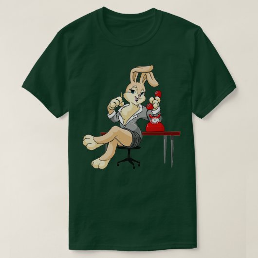 Bunny als secretaris met telefoon en potlood t-shirt (Design voorkant)