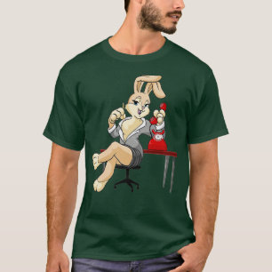 Bunny als secretaris met telefoon en potlood t-shirt