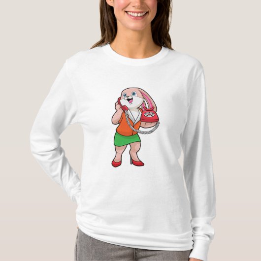 Bunny als secretaris met telefoon t-shirt (Voorkant)