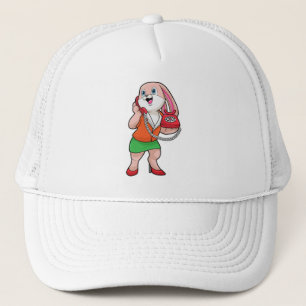 Bunny als secretaris met telefoon trucker pet