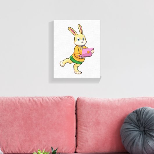 Bunny als secretaris van Laptop Canvas Afdruk (Insitu (Woonkamer))