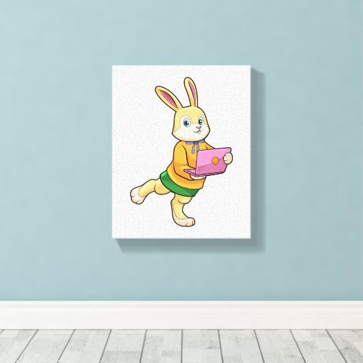 Bunny als secretaris van Laptop Canvas Afdruk (Insitu (Houten vloer))