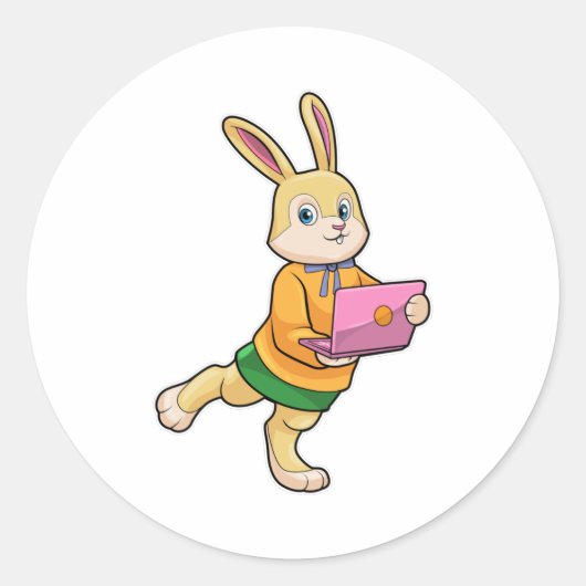 Bunny als secretaris van Laptop Ronde Sticker (Voorkant)