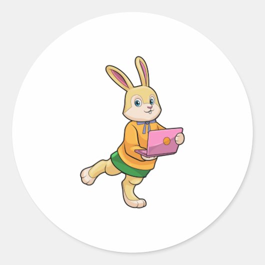 Bunny als secretaris van Laptop Ronde Sticker (Voorkant)