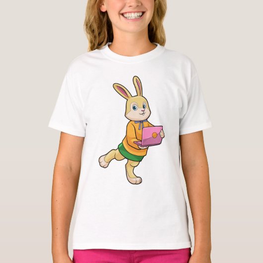 Bunny als secretaris van Laptop T-shirt (Voorkant)