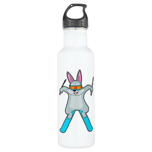 Bunny als Skier met Ski Waterfles (Voorkant)