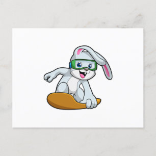 Bunny als Snowboarder met Snowboard Briefkaart