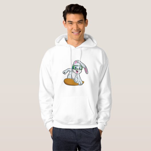 Bunny als Snowboarder met Snowboard Hoodie (Voorkant volledig)