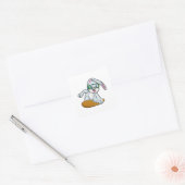 Bunny als Snowboarder met Snowboard Vierkante Sticker (Envelop)