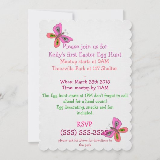 Bunny and Basket CUSTOM 1ST Easter Egg Hunt Kaart (Achterkant)