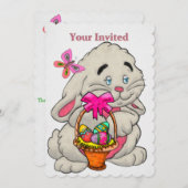 Bunny and Basket CUSTOM 1ST Easter Egg Hunt Kaart (Voorkant / Achterkant)