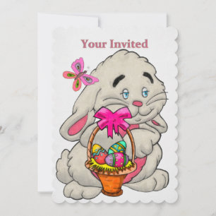 Bunny and Basket CUSTOM 1ST Easter Egg Hunt Kaart