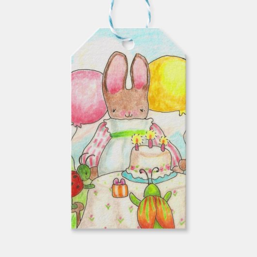 Bunny and Bug Birthday gift label Cadeaulabel (Voorkant)