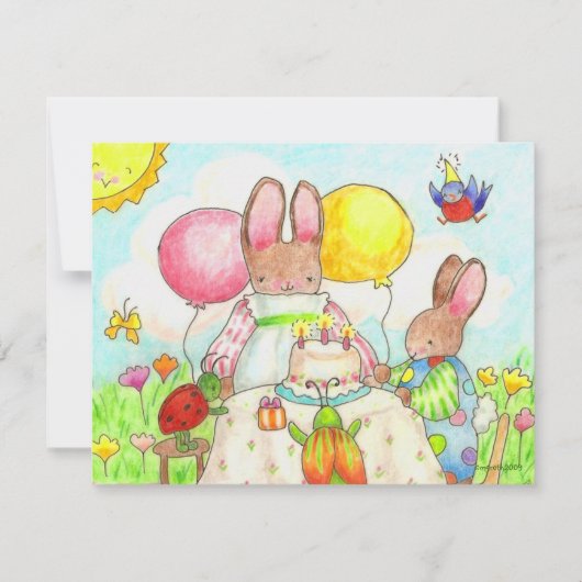 bunny and bug verjaardagsuitnodiging kaart (Voorkant)