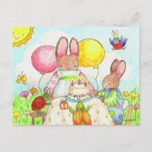 bunny and bug verjaardagsuitnodiging kaart