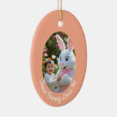Bunny and Child photo in Oval Frame Easter Keramisch Ornament (Rechts)