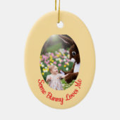 Bunny and Child photo in Oval Frame Easter Keramisch Ornament (Achterkant)