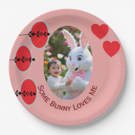 Bunny and Child photo in Oval Frame &Hearts Easter Papieren Bordje
