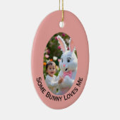 Bunny and Child two photos Oval Frame Easter Keramisch Ornament (Rechts)
