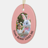 Bunny and Child two photos Oval Frame Easter Keramisch Ornament (Links)