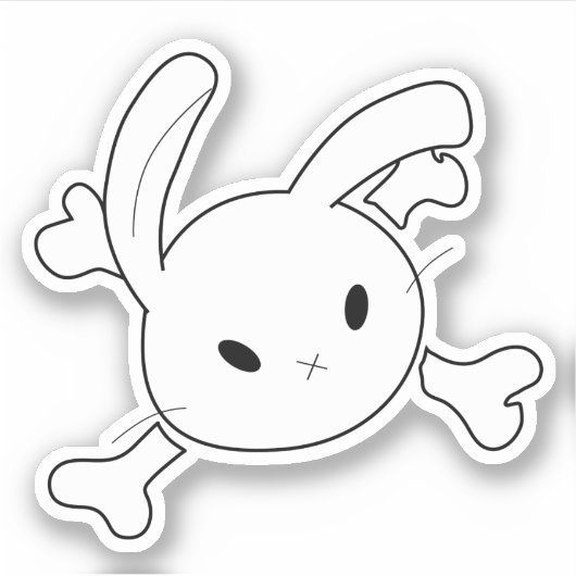 Bunny and Crossbones Kiss Cut Sticker (Voorkant)