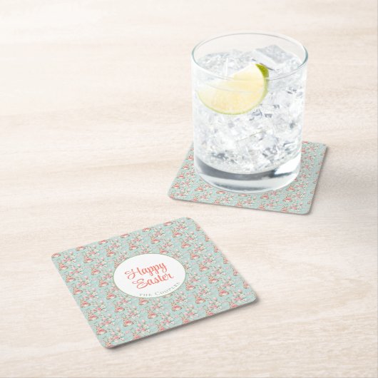 Bunny and Eggs Floral Kartonnen Onderzetters (Insitu)