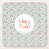 Bunny and Eggs Floral Kartonnen Onderzetters (Voorkant)