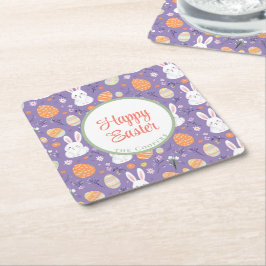 Bunny and Eggs Floral Kartonnen Onderzetters