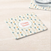 Bunny and Eggs Floral Kartonnen Onderzetters (Schuin)