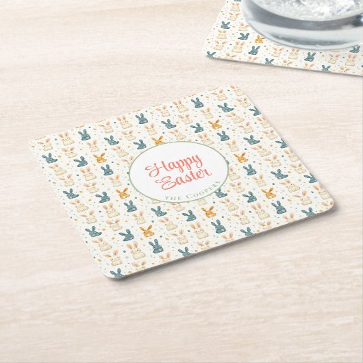 Bunny and Eggs Floral Kartonnen Onderzetters (Schuin)