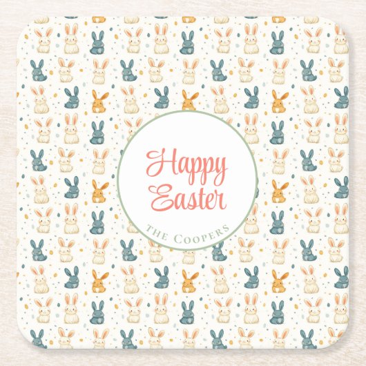 Bunny and Eggs Floral Kartonnen Onderzetters (Voorkant)