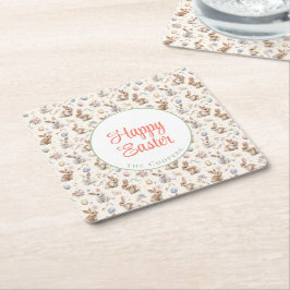 Bunny and Eggs Floral Kartonnen Onderzetters
