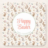 Bunny and Eggs Floral Kartonnen Onderzetters (Voorkant)