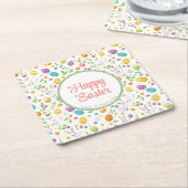 Bunny and Eggs Floral Kartonnen Onderzetters (Schuin)