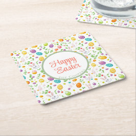 Bunny and Eggs Floral Kartonnen Onderzetters