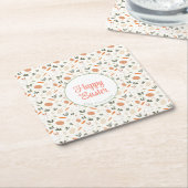 Bunny and Eggs Floral Kartonnen Onderzetters (Schuin)