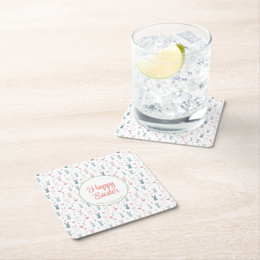 Bunny and Eggs Floral Kartonnen Onderzetters (Insitu)