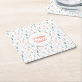 Bunny and Eggs Floral Kartonnen Onderzetters (Schuin)