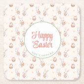 Bunny and Eggs Floral Kartonnen Onderzetters (Voorkant)
