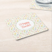 Bunny and Eggs Floral Kartonnen Onderzetters (Schuin)