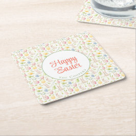 Bunny and Eggs Floral Kartonnen Onderzetters