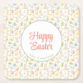 Bunny and Eggs Floral Kartonnen Onderzetters (Voorkant)