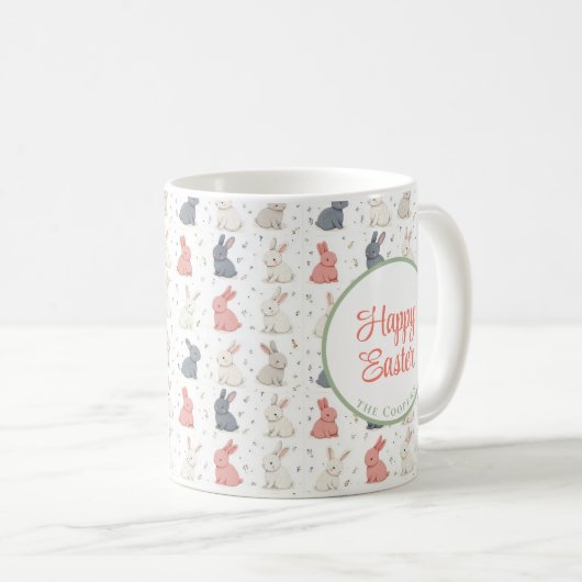 Bunny and Eggs Floral Koffiemok (Voorkant rechts)