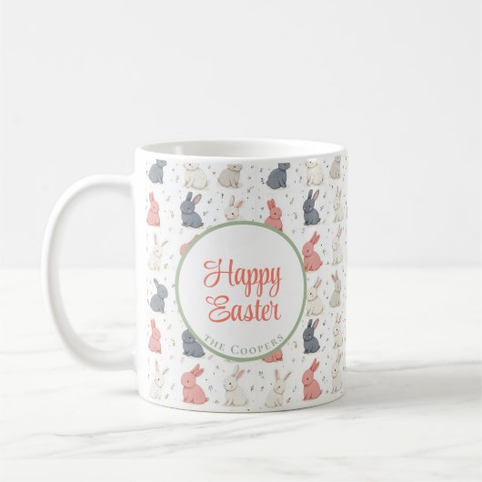 Bunny and Eggs Floral Koffiemok (Links)