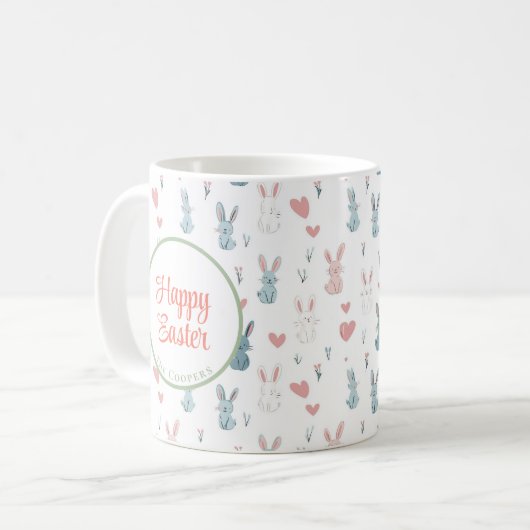 Bunny and Eggs Floral Koffiemok (Voorkant links)