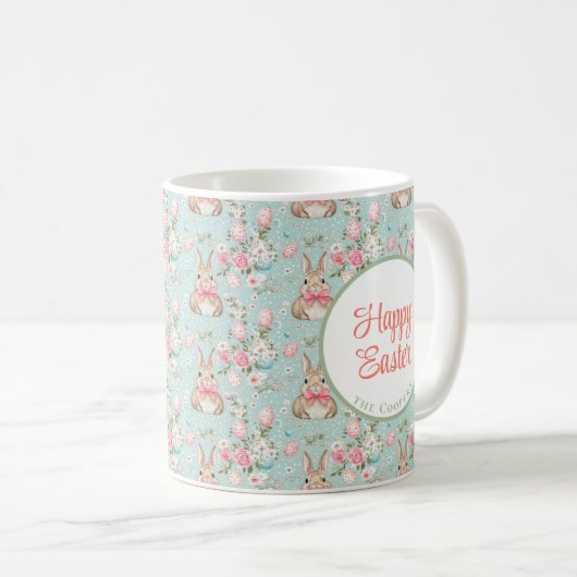 Bunny and Eggs Floral Koffiemok (Voorkant rechts)