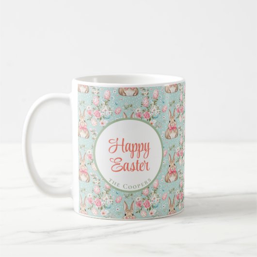 Bunny and Eggs Floral Koffiemok (Links)