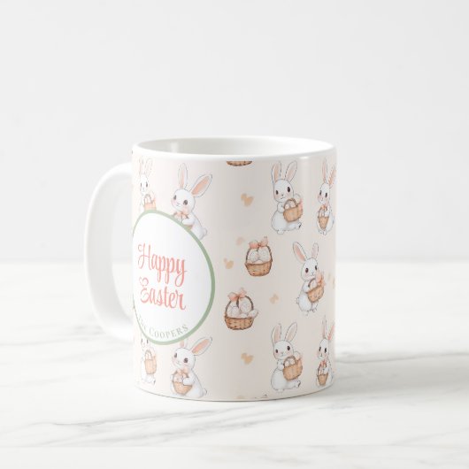 Bunny and Eggs Floral Koffiemok (Voorkant links)