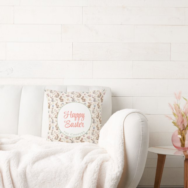 Bunny and Eggs Floral Kussen (Bank)