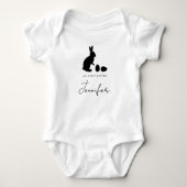 Bunny And Eggs In Black With Name My First Easter Romper (Voorkant)